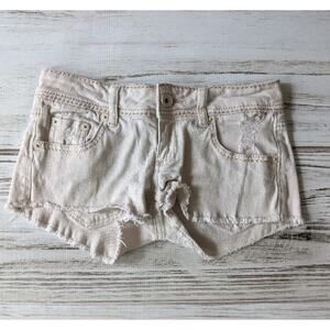 Dollhouse Cream Denim Cutoff Distressed Shorts 3